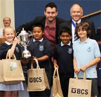 Trinity School receiving the Challenge Cup