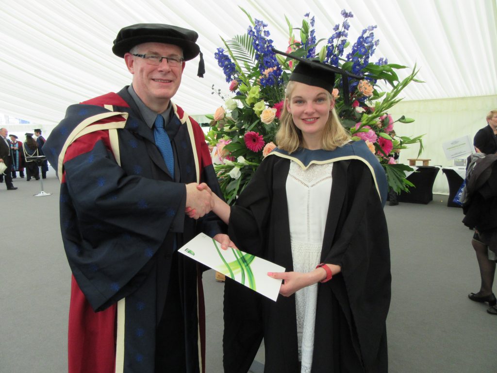 Plus Dr Nigel Crook, Head of Department of Computing and Communication Technologies, presenting the award to Alicia Sykes